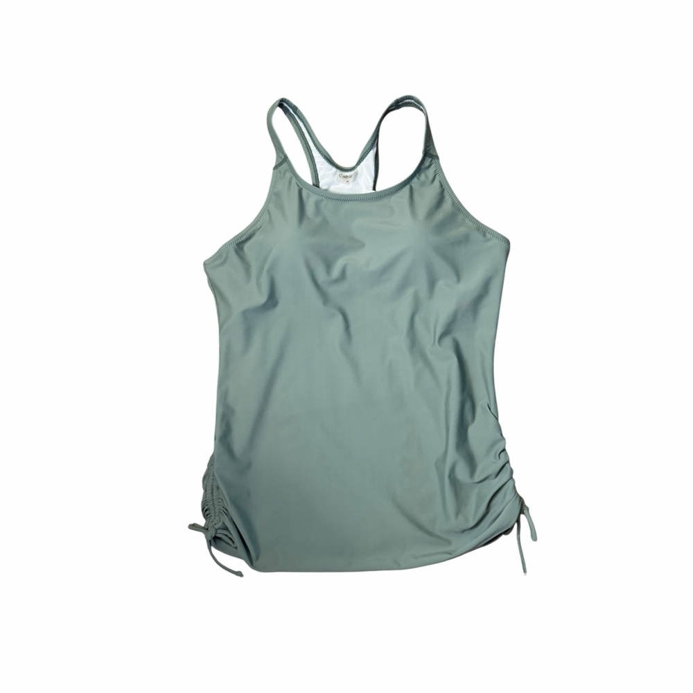 Sage Green Women's Tankini Swim Top with Side Ruching